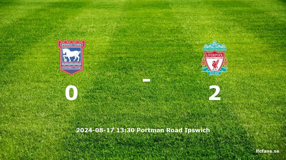 Ipswich Town mot Liverpool tidslinje och laguppställning