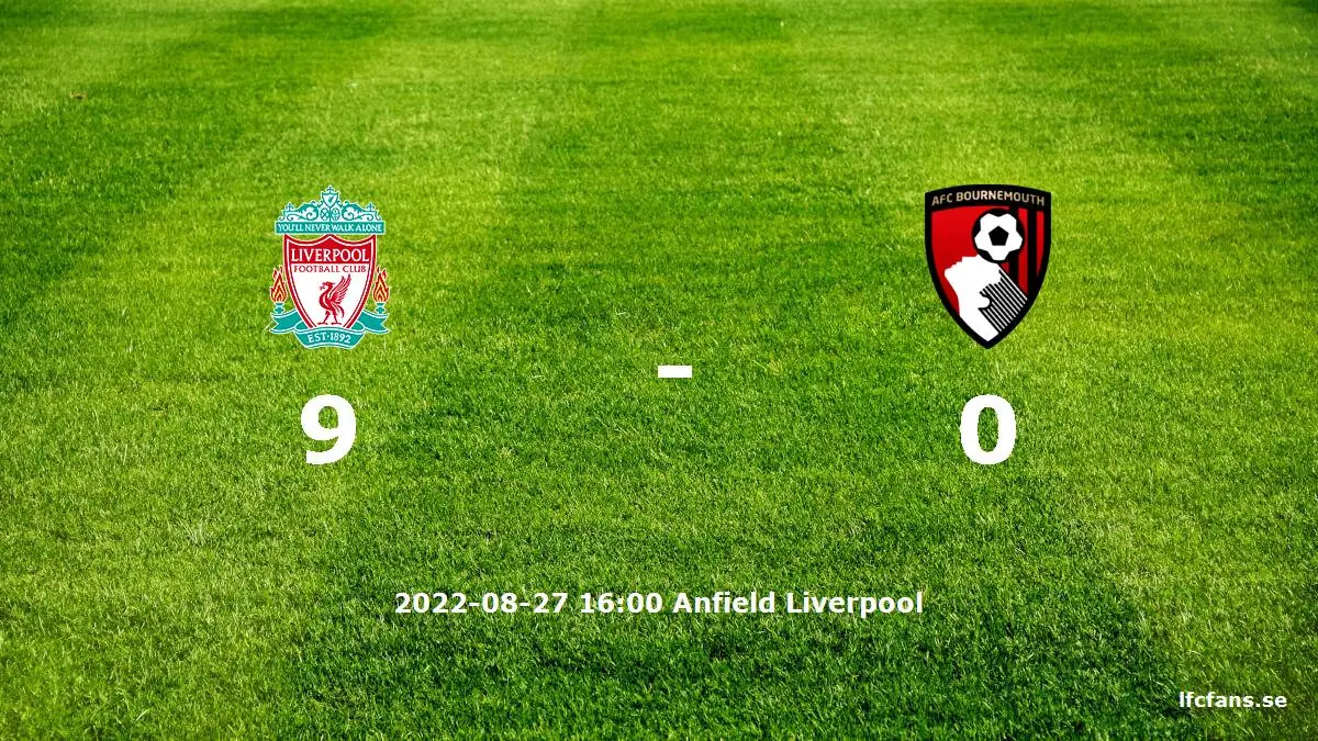 Liverpool mot Bournemouth tidslinje och laguppställning