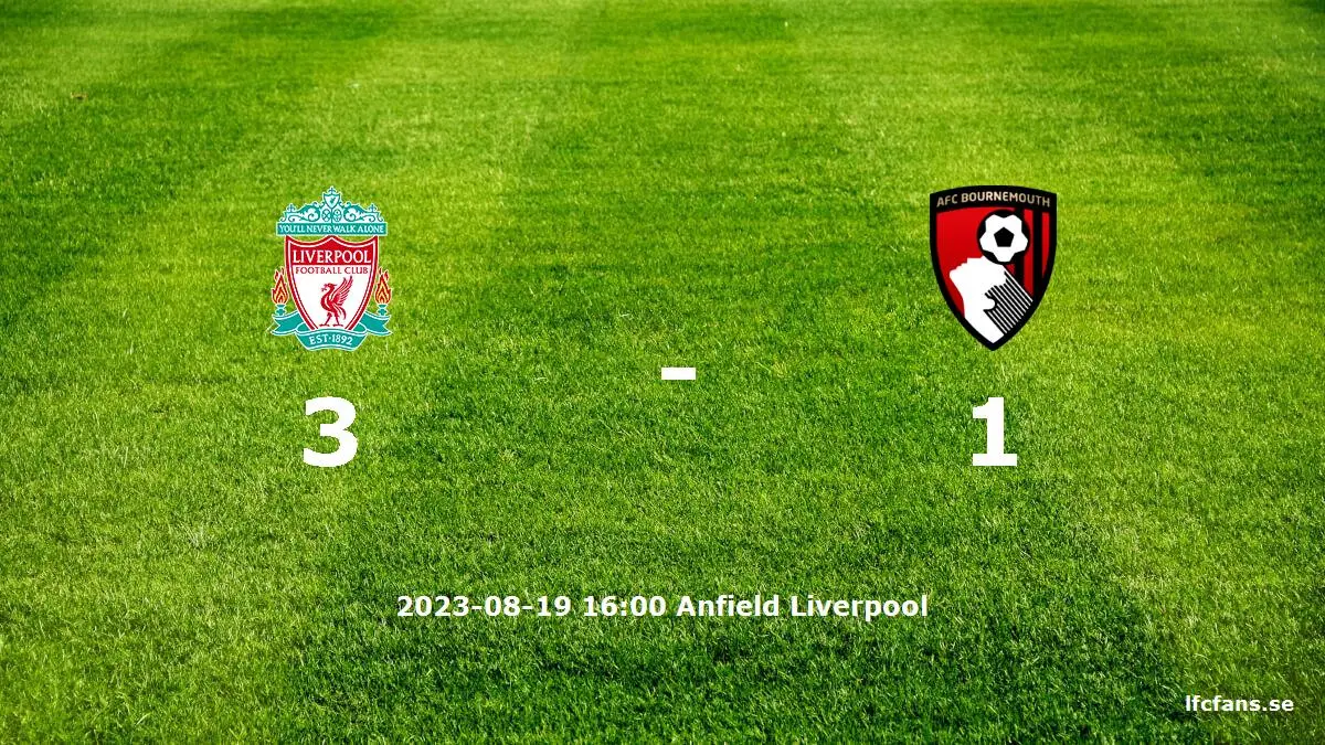 Liverpool mot Bournemouth tidslinje och laguppställning