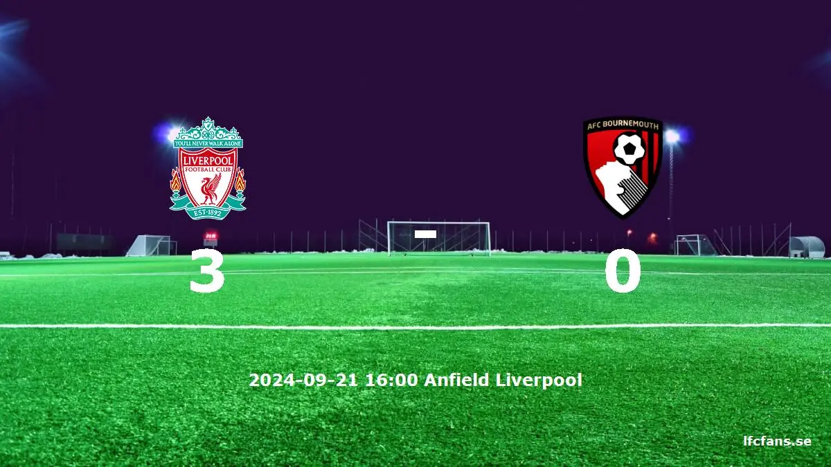 Liverpool mot Bournemouth tidslinje och laguppställning