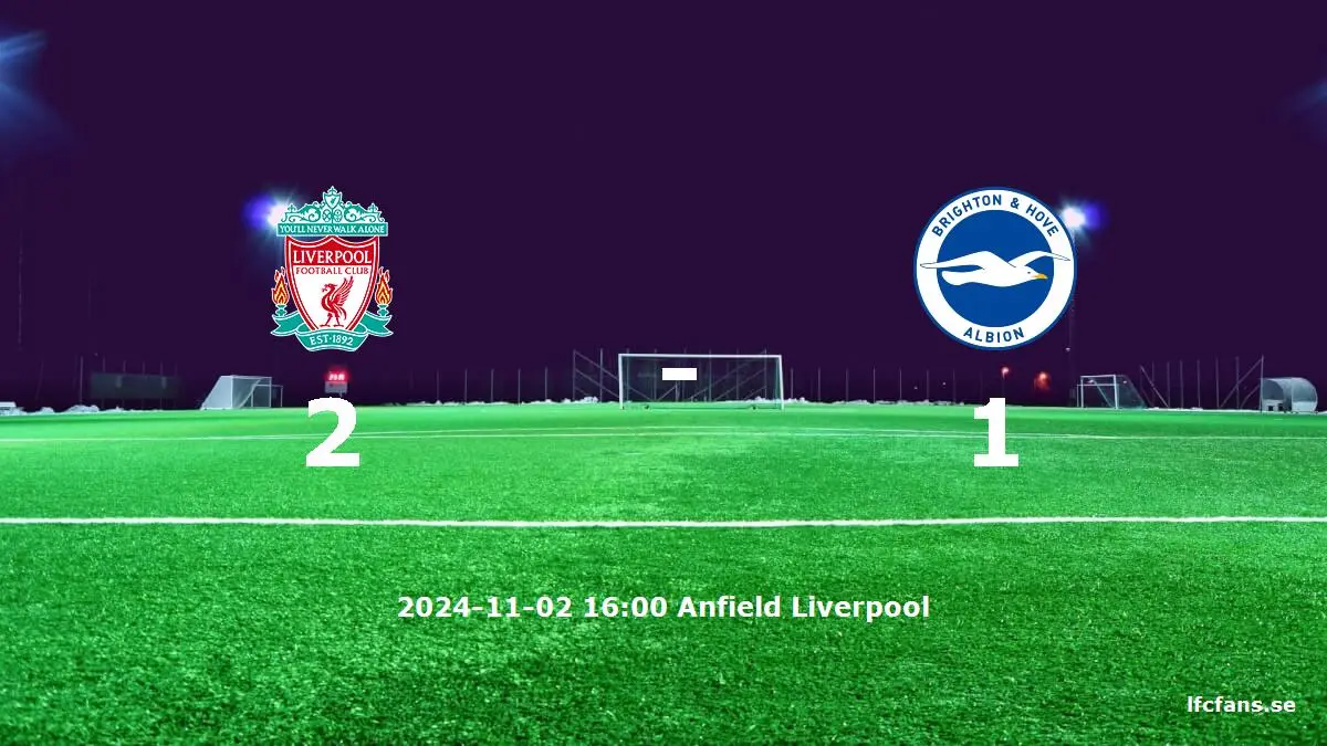 Liverpool mot Brighton & Hove Albion tidslinje och laguppställning