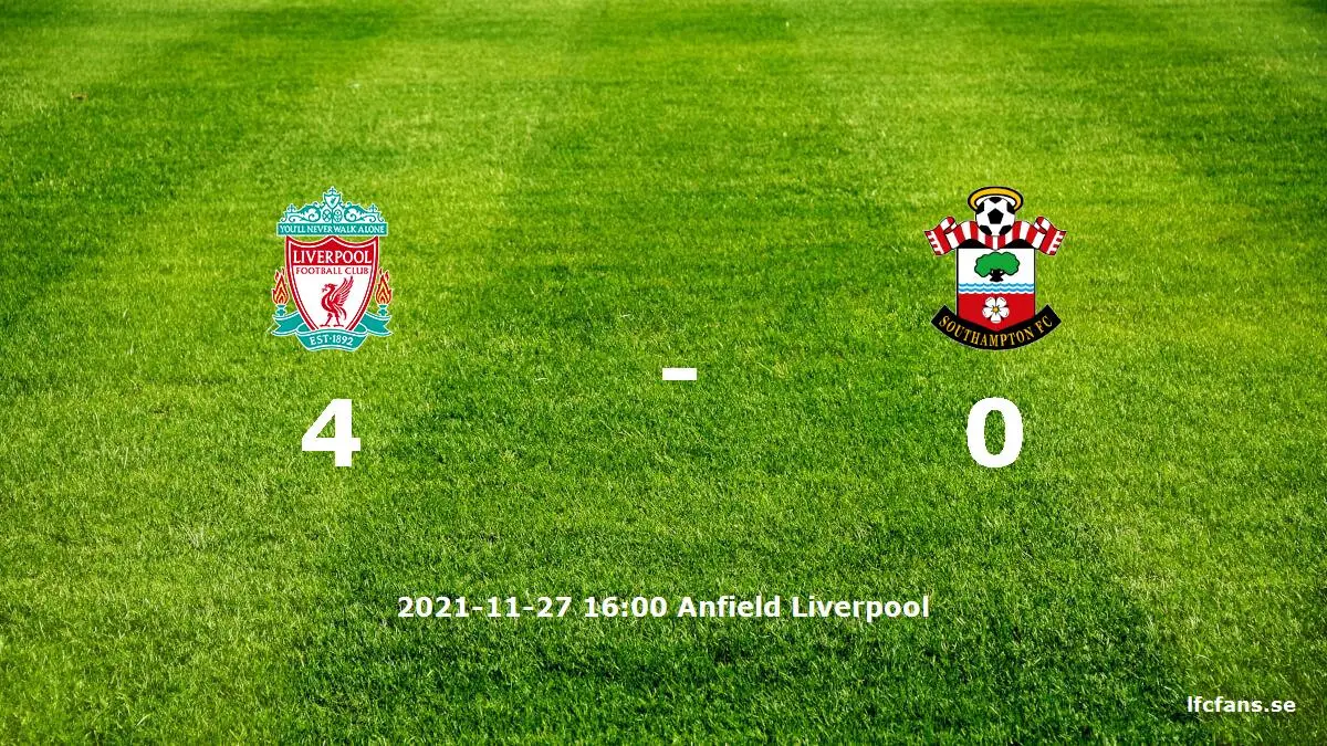 Liverpool mot Southampton tidslinje och laguppställning