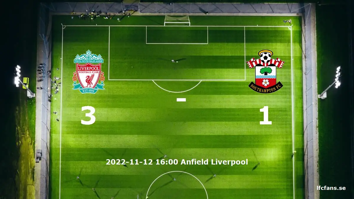 Liverpool mot Southampton tidslinje och laguppställning