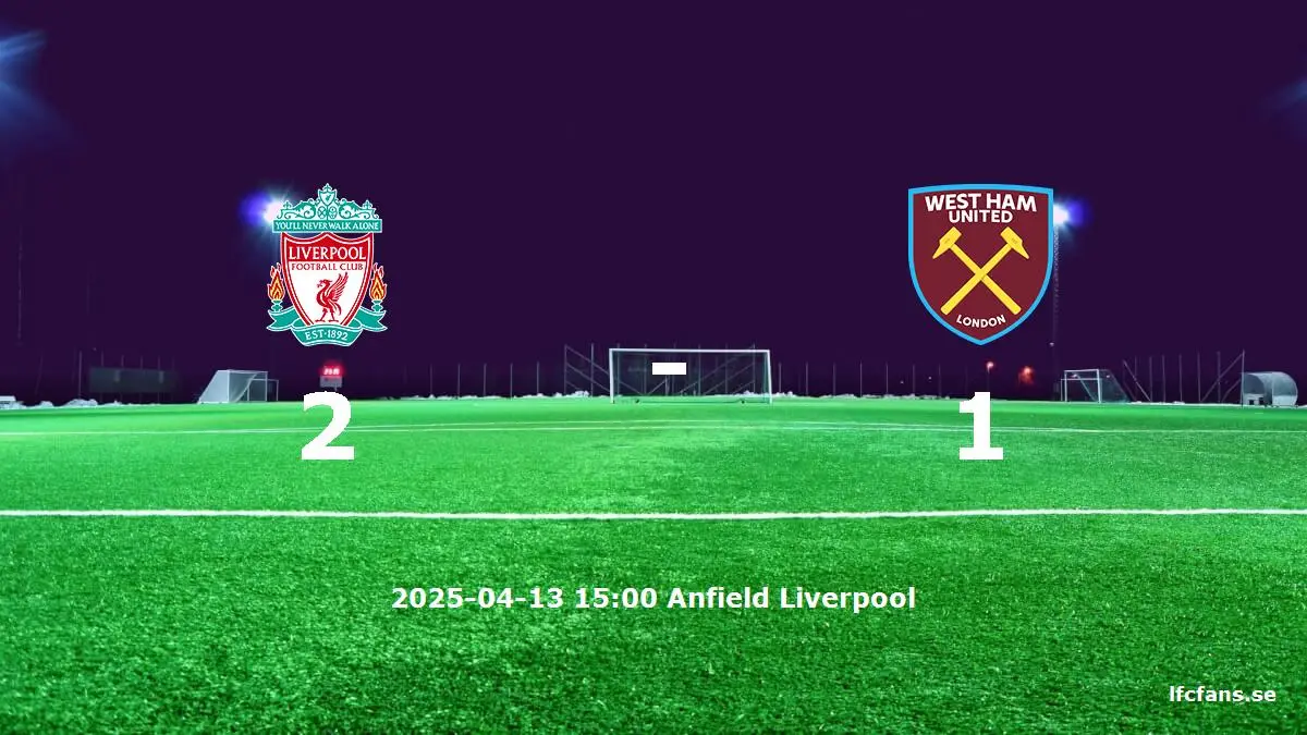 Liverpool mot West Ham United tidslinje och laguppställning
