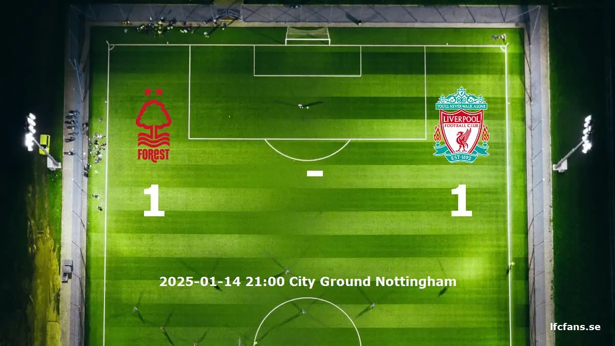 Nottingham Forest mot Liverpool tidslinje och laguppställning